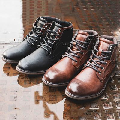 Fashion Fashion Retro Ankle Leather Men Boots High-Top Side Zipper Tooling Black Brown Boots Classic Outdoor Desert Boots Autumn Shoes