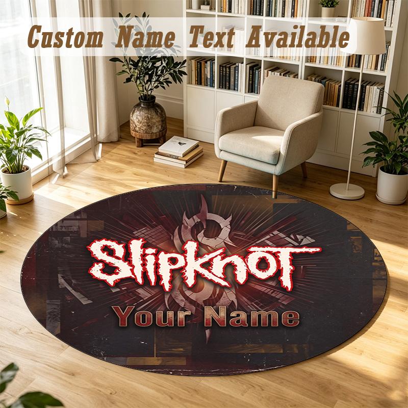 Round Rug Custom NameSlipknot Pattern Non Slip Carpet Home Floor Decor