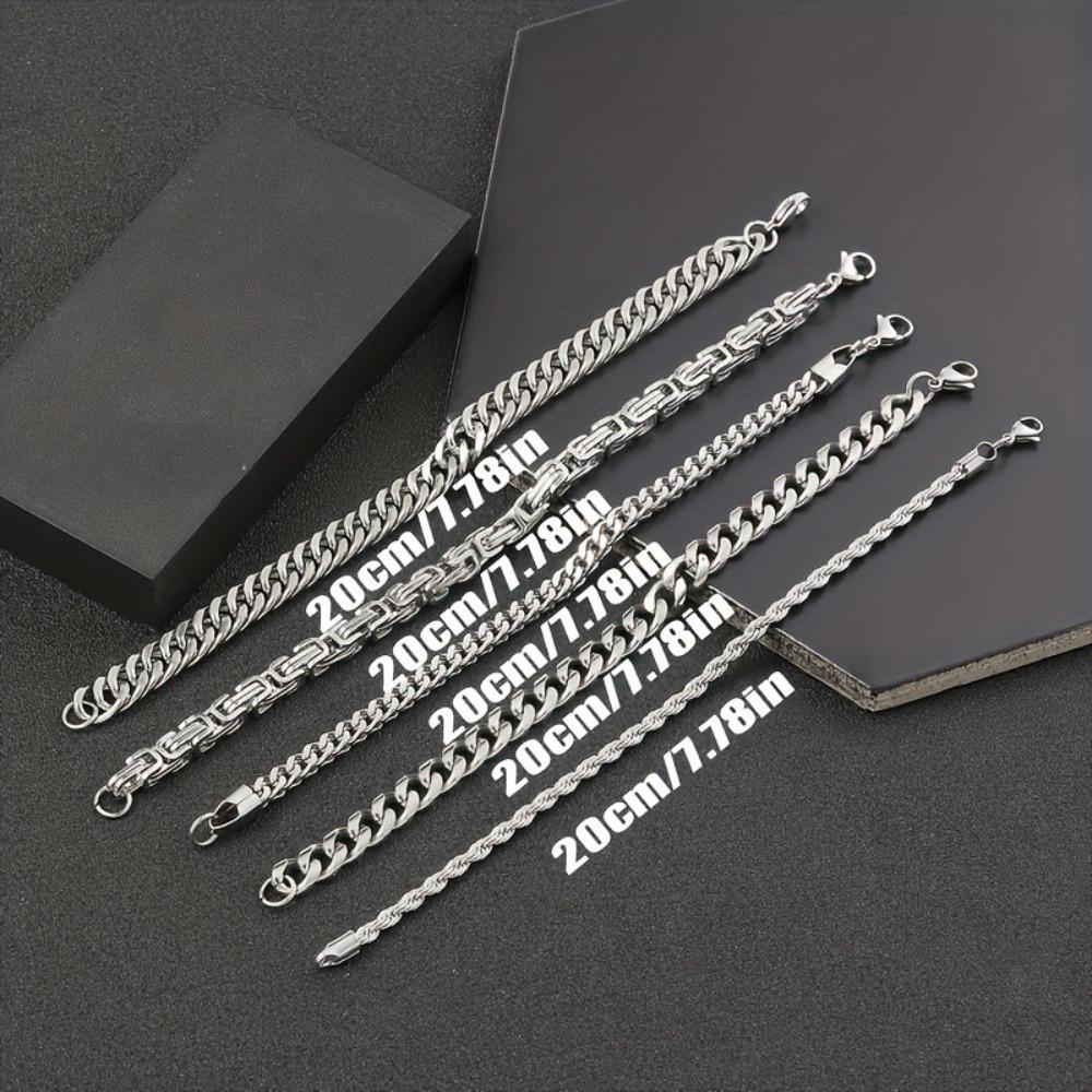 Stainless Steel Bracelet Set for Men Fashion Cuban Chain Hip Hop Titanium Steel Jewelry Trendy Accessories