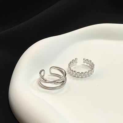 Niche Design Simple Double-Layer Cross Ring Women'S Tide Fashion Personality Adjustable Index Finger Ring