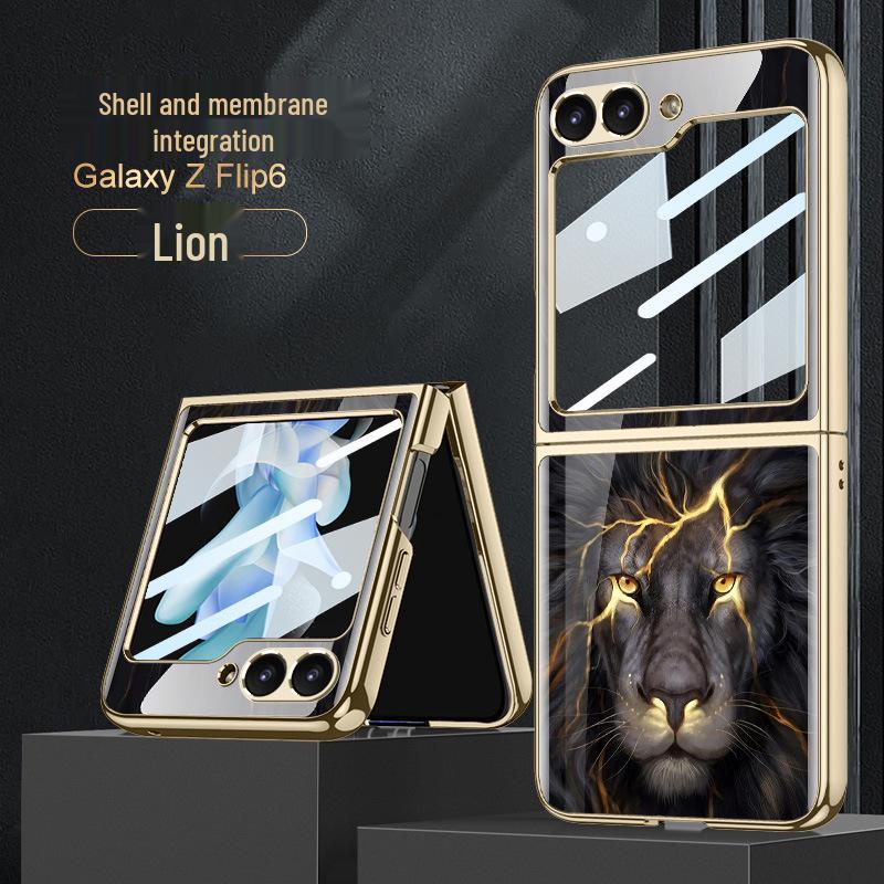 Samsung Z Flip 6 Foldable Screen Phone Case with Unique Painted Design and Mechanical Flip Glass Cover