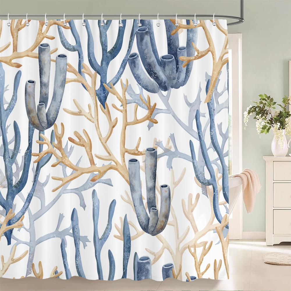 1 Pcs Cartoon Shower Curtain Cartoon Ocean Fish Style Printed Polyster Cloth Home Decoration Bathroom Curtain With Hooks