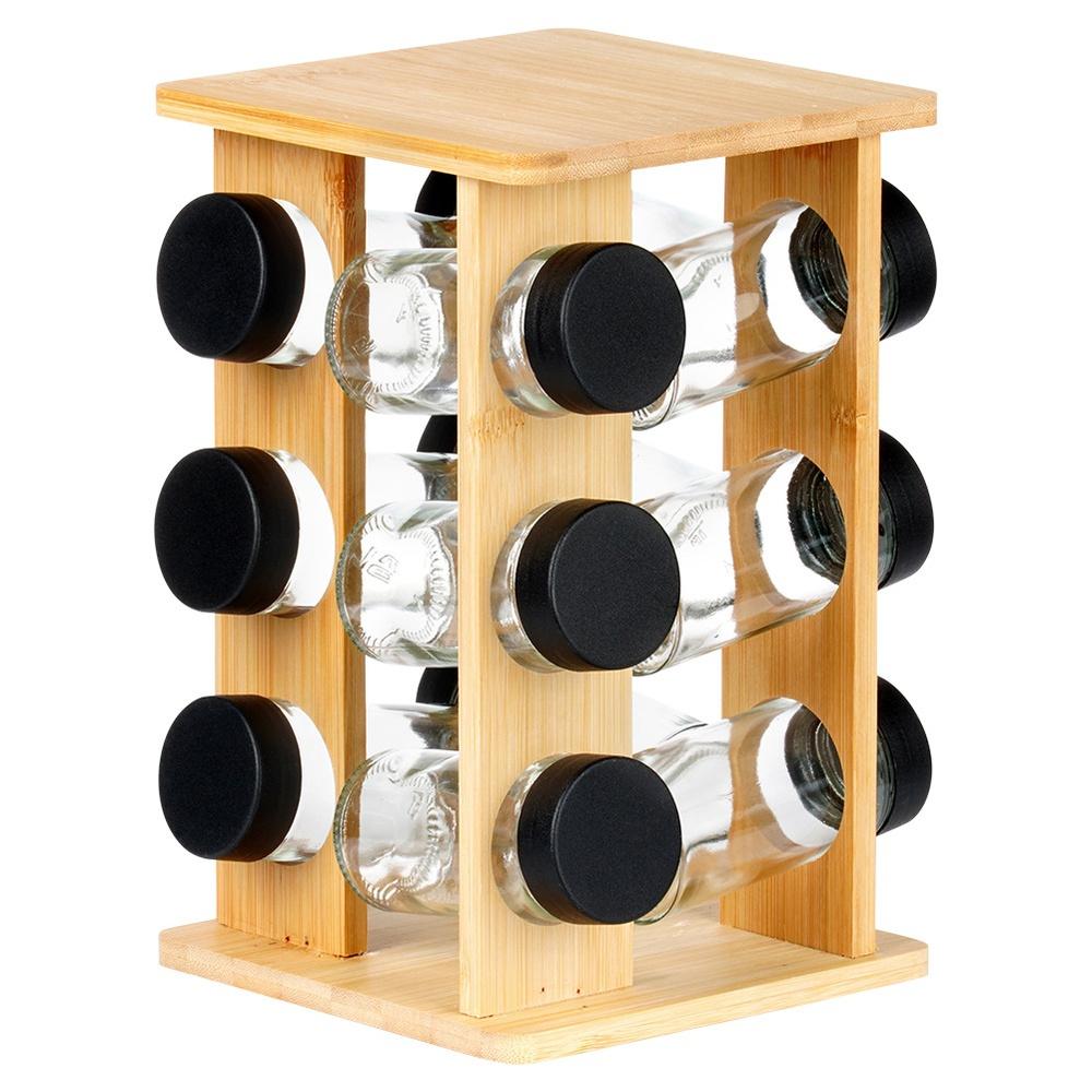 Rotating Spice Rack Containers Spice Rack Kitchen Shelf Bamboo