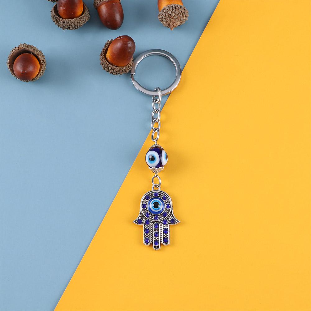 Jewelry Good Luck Blue Car Keyrings Key Holder Evil Eye Hamsa Keychain Protection Charm Fatima Hand