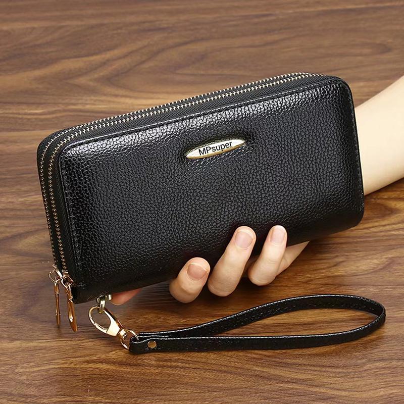 Korean Style Large Capacity Double Zipper Ladies Long Clutch Wallet and Coin Purse