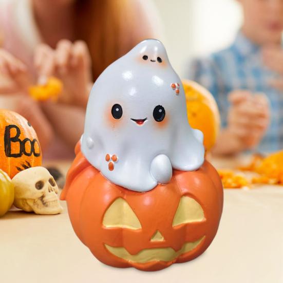 Halloweenská dýně duch figurka pryskyřice strašidelná kreslená socha ducha socha domácí kancelář stolní knihovna sváteční párty dekorace ozdoba