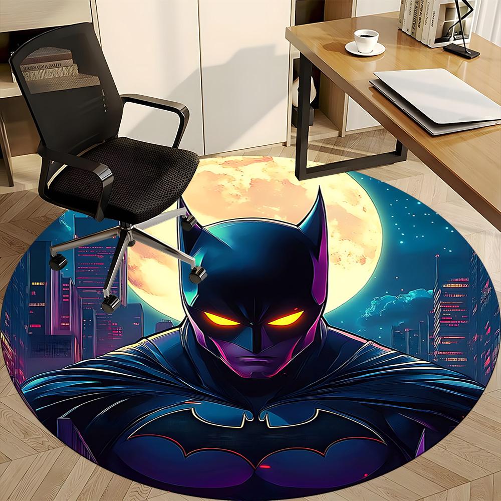 1pc Batman Moonlight Office Round Area Rug, Under Office Chairs Bedroom Living Room Home Decor, Room Deco, Available In Various Sizes