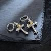 Versatile Diamond-Set Gold Crown Cross Earrings Cold Wind Niche Light Luxury Personality Temperament Earrings