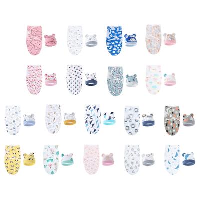 Unisex Baby Blanket Set Comfortable Baby Sleepwear with Hat Safe & Gentle Infant Swaddles Perfect Gift for Newborns