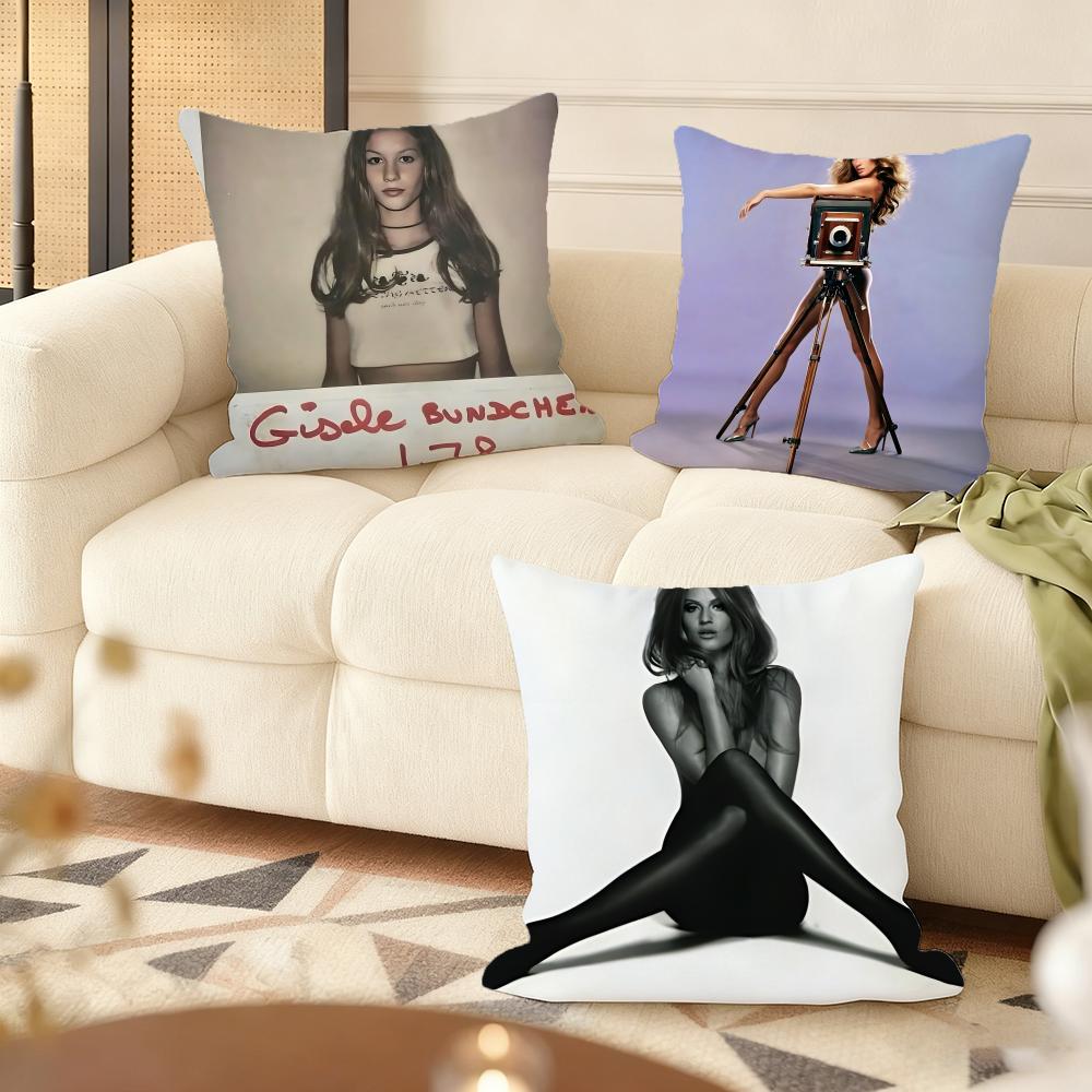 Cushion Cover Silky Short Plush Home Sofa Cushion Cover - Invisible Zipper Home Decoration Gisele Bundchen Model