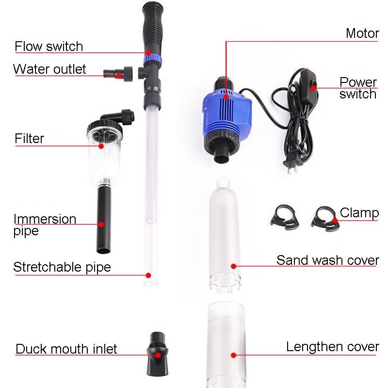 Electric Aquarium Water Change Pump Water Changer Gravel Cleaner Siphon for Fish Tank Water Filter Pump Cleaning Tools