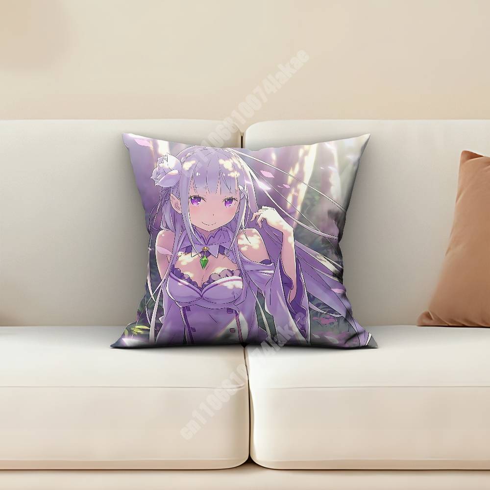 Emilia Re Zero Pillow Cover Sofa Couch Cushion Case Creative Workspace Accent Home Decor