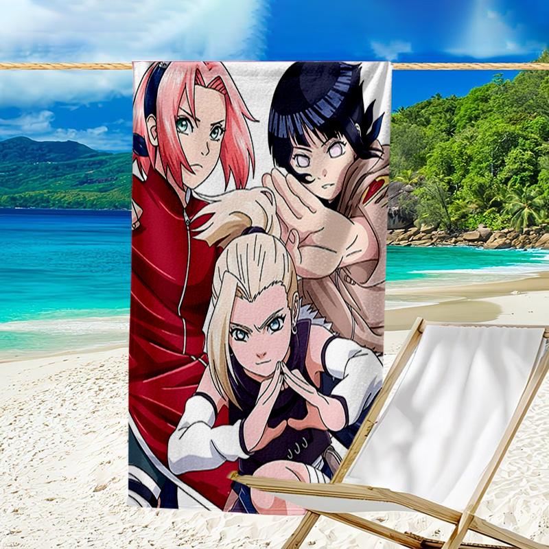 1pc NARUTO (4) Beach Towel, Beach and Seaside Swimming Pool Equipment, Fashion Pattern, Rectangular, Travel Essentials