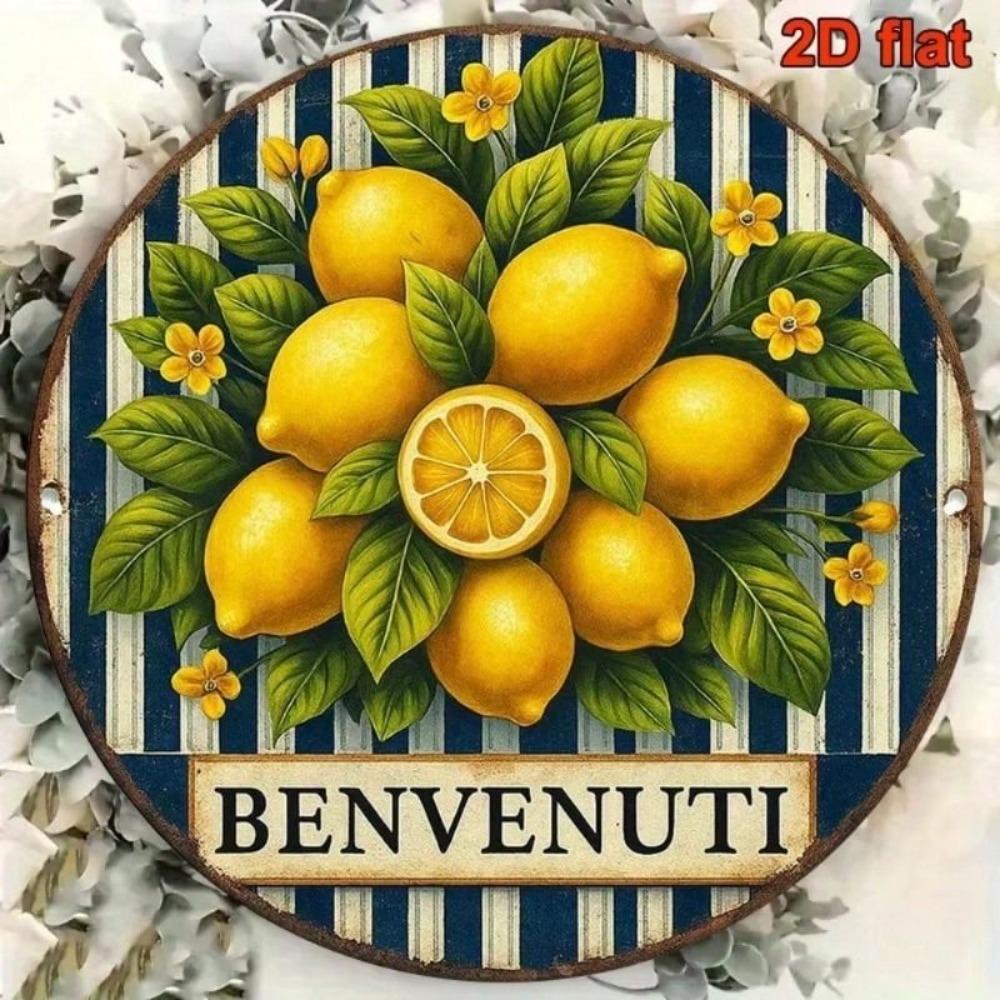 Arte da Parete in Metallo Limone Retrò Decorazione Cucina Vintage Italiana