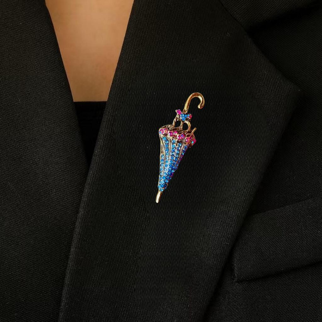 Luxury Rhinestone Bow Umbrella Brooch: Elegant Flower Design, Anti-Exposure