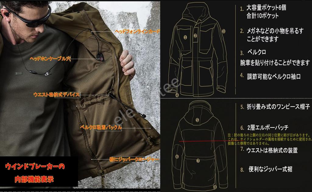 [eleitchtee] [LHT] Men's Outdoor Jacket - Multifunctional Hooded Tactical Mountain Parka M65 - Water-Repellent (Dark Night Camo, XL)