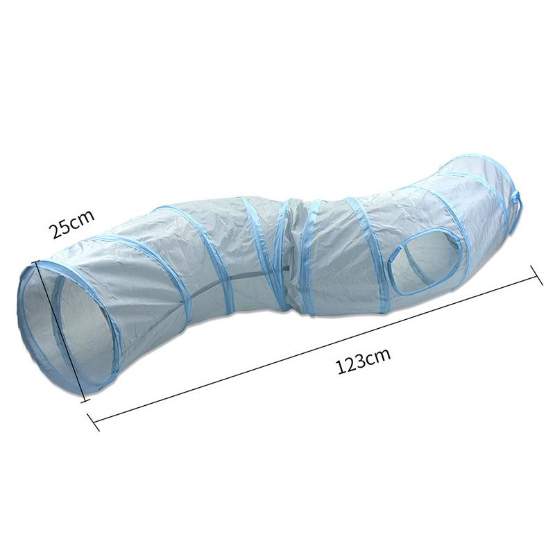 Cat Toys Gray 3-Way Foldable Pet Cat Tunnel Tube Toy Kitten Tunnel Toy with Peep Hole Pet Training Interactive Toy Tunnel Tube