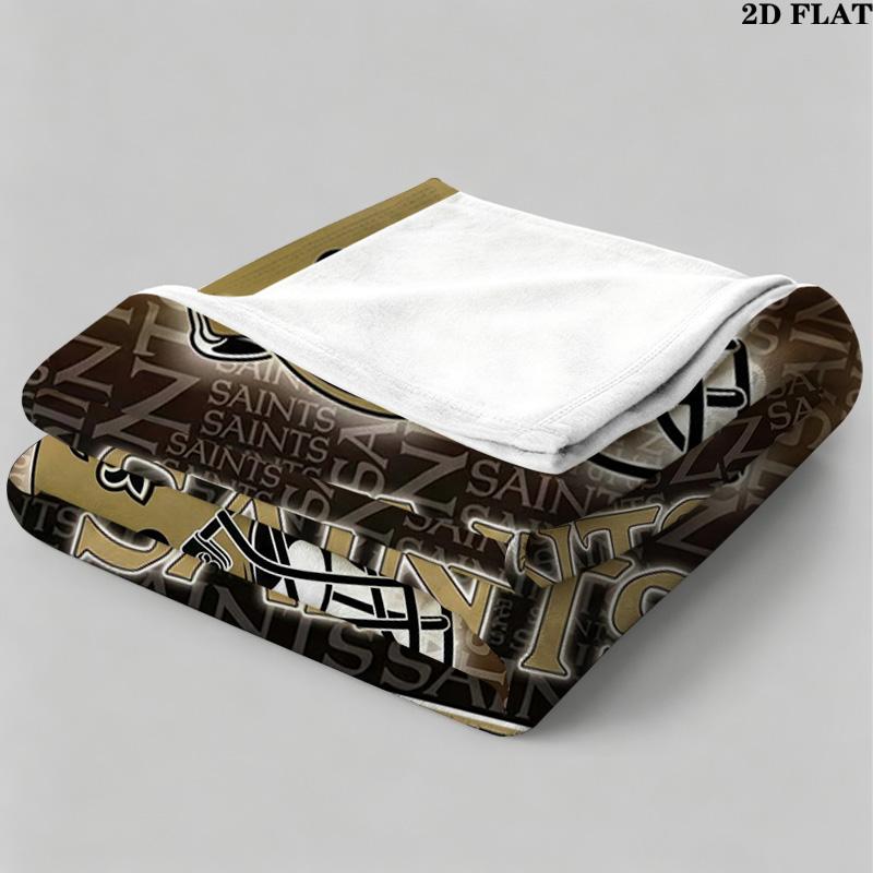 New Orleans Saints Logo Print Flannel Blanket High Quality Warm Comfortable Cover for All Seasons Perfect for Gifts Home Decor