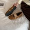 Flat Suede Flower Mary Jane Single Shoes Women's Shoes 2025 Spring and Autumn French Red Ballet Shoes Evening Shoes