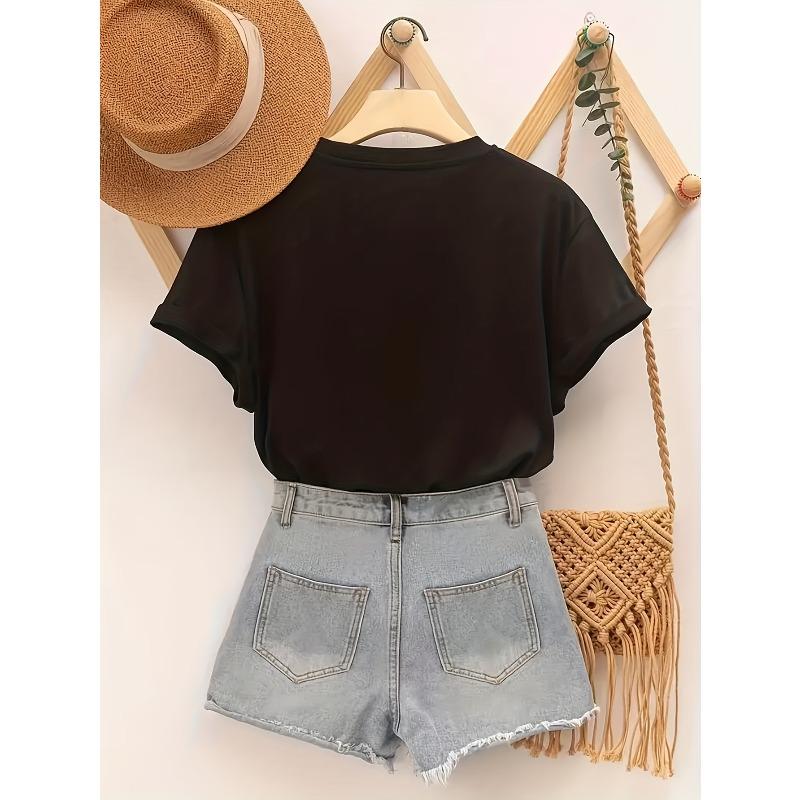 European Size Short-Sleeved T-Shirt with a Pure Dragonfly Pattern Print