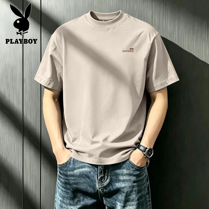 PLAYBOY Men's Loose Fit Pure Cotton Short Sleeve T-Shirt