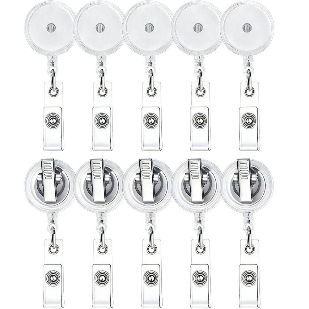 Clear Transparent Retractable Badge Reel Plastic Material Name Tag Clip Badge Holder  Student Use