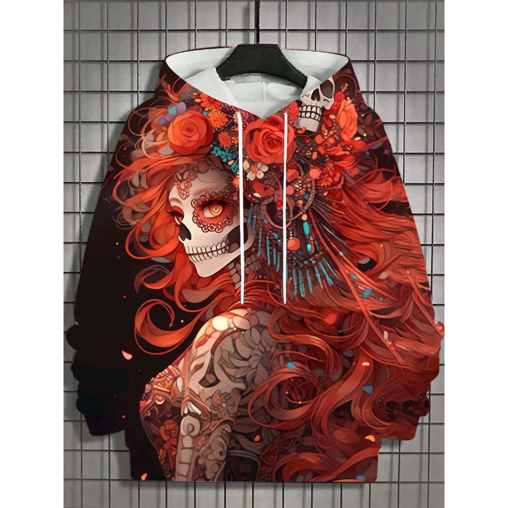 Fashion Women's Hoodie for Girls Autumn Long Sleeve Casual Sexy Girls Clothes Horror Undead Skull Pattern Unisex Tops
