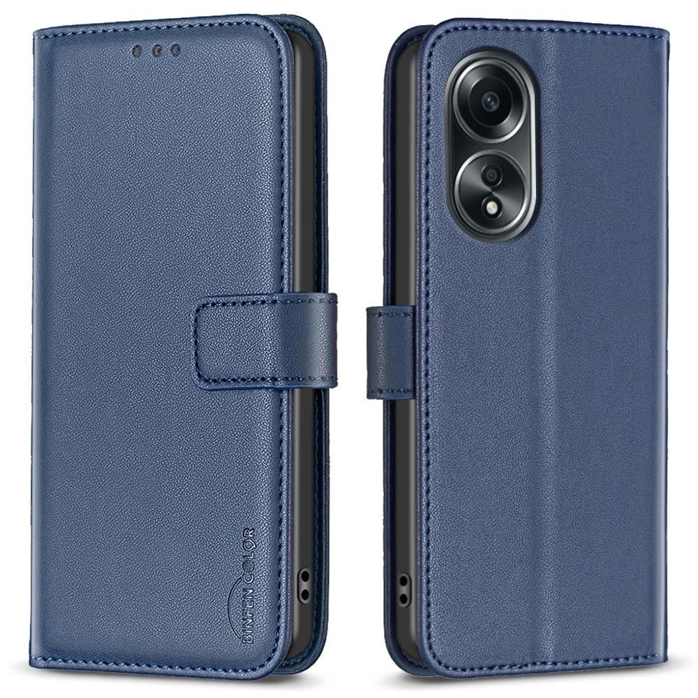 

BINFEN COLOR BF17 Leather Wallet Case for Oppo A58 4G,Stand Magnetic Closure Protective Phone Cover Blue