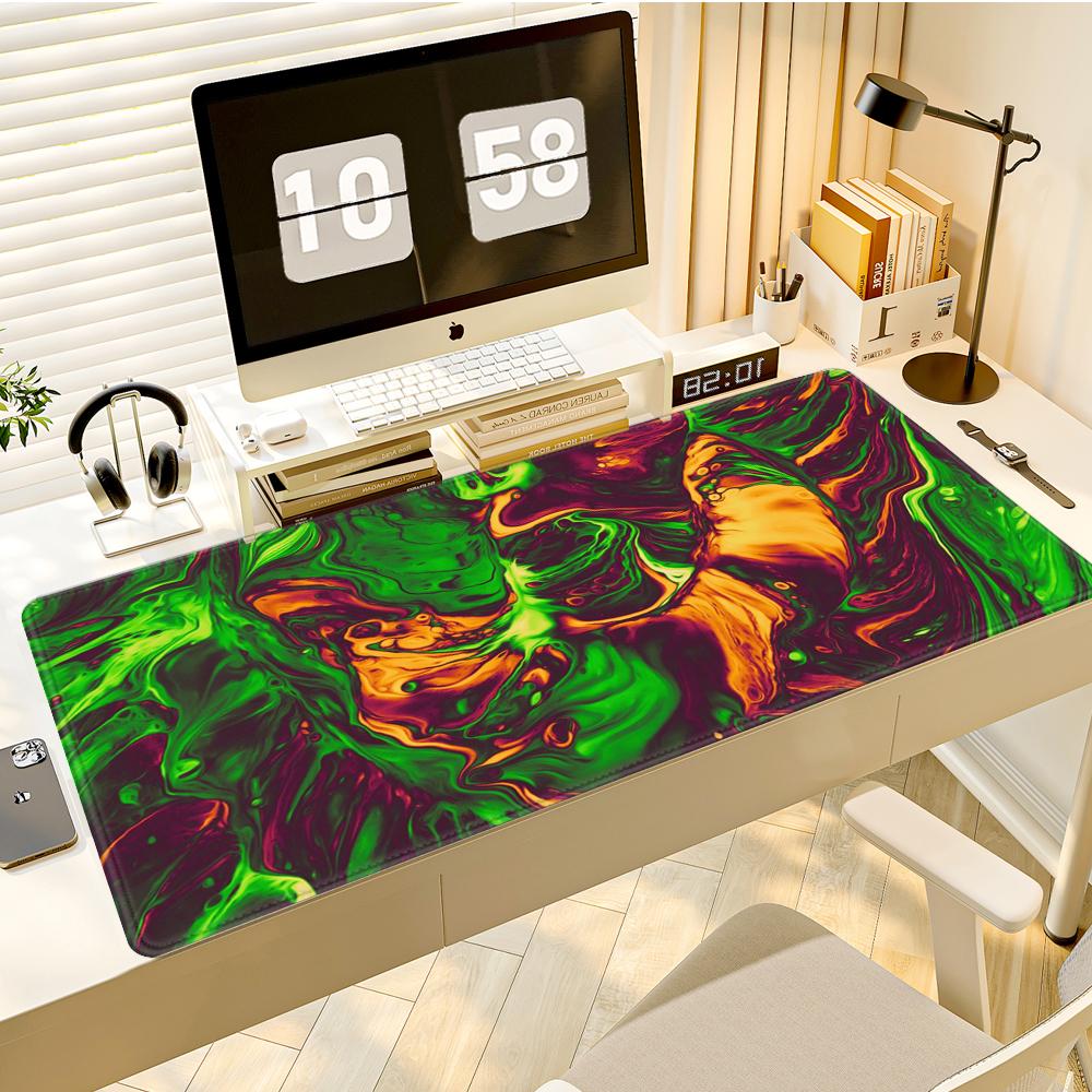 HYBXAXC Extra Large Rubber Mouse Pad Blue and Black Marble Swirl Texture Abstract Orange Liquid Marble Art Laptop X Desk Mat 400x800x2MM