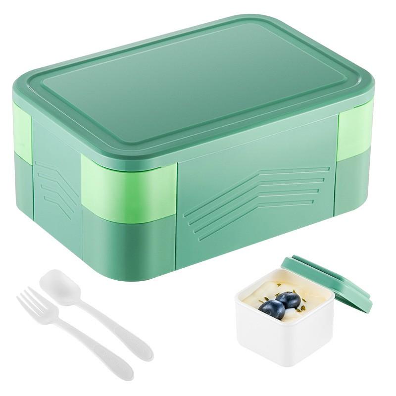 BPA-Free Plastic Bento Box Kids Adults Microwave-Safe Leakproof Lunch Container Double-Layer Food Storage In 9 Colors