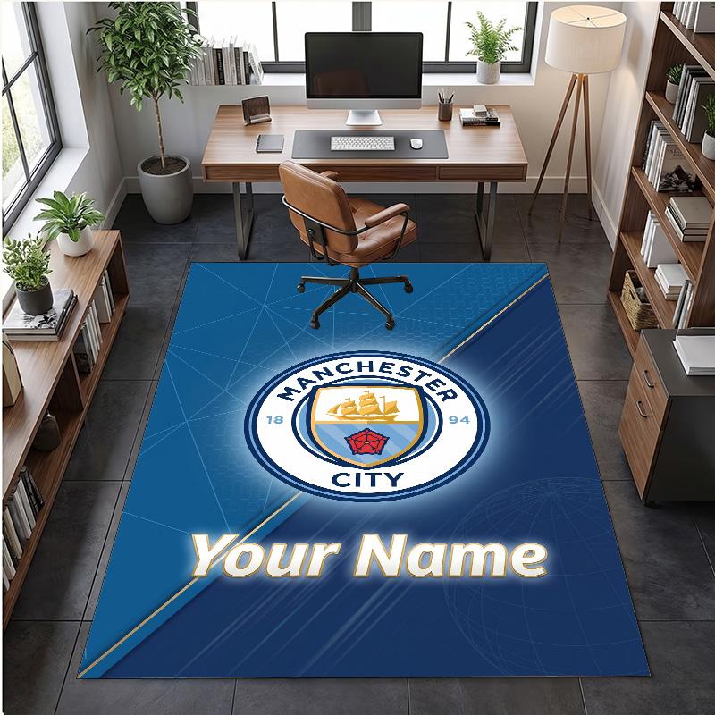 Crystal Velvet Rug Manchester City Print Custom Name Text Floor Mat Home Decor