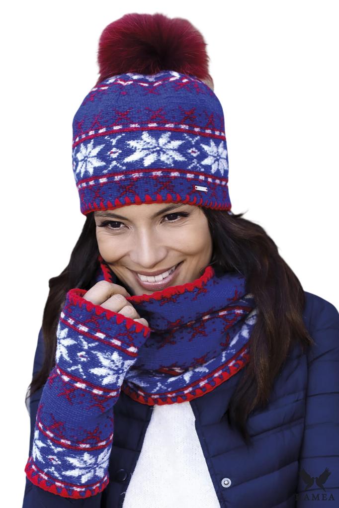 Annapolis Women' Set Hat with Snood Color Blue