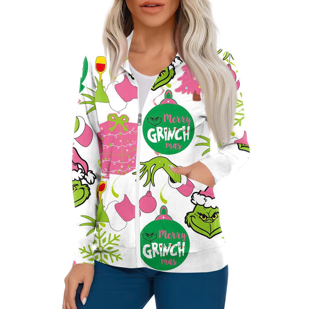 Women Long Sleeve Pattern Pocket Working Stand-up Collar Single-breasted Protective Overalls Cardigan Jacket Top