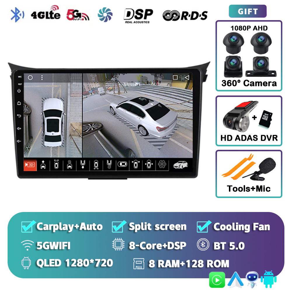 Android 14 Carplay Auto Car Radio For Hyundai I30 Elantra GT 2012 2013 2014 2015 2016 GPS Navigation Multimedia Player 4G Stereo