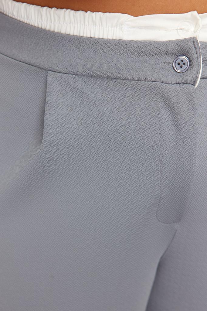 Women's Style Plus Size Gray Waist Detailed Knitted Trousers