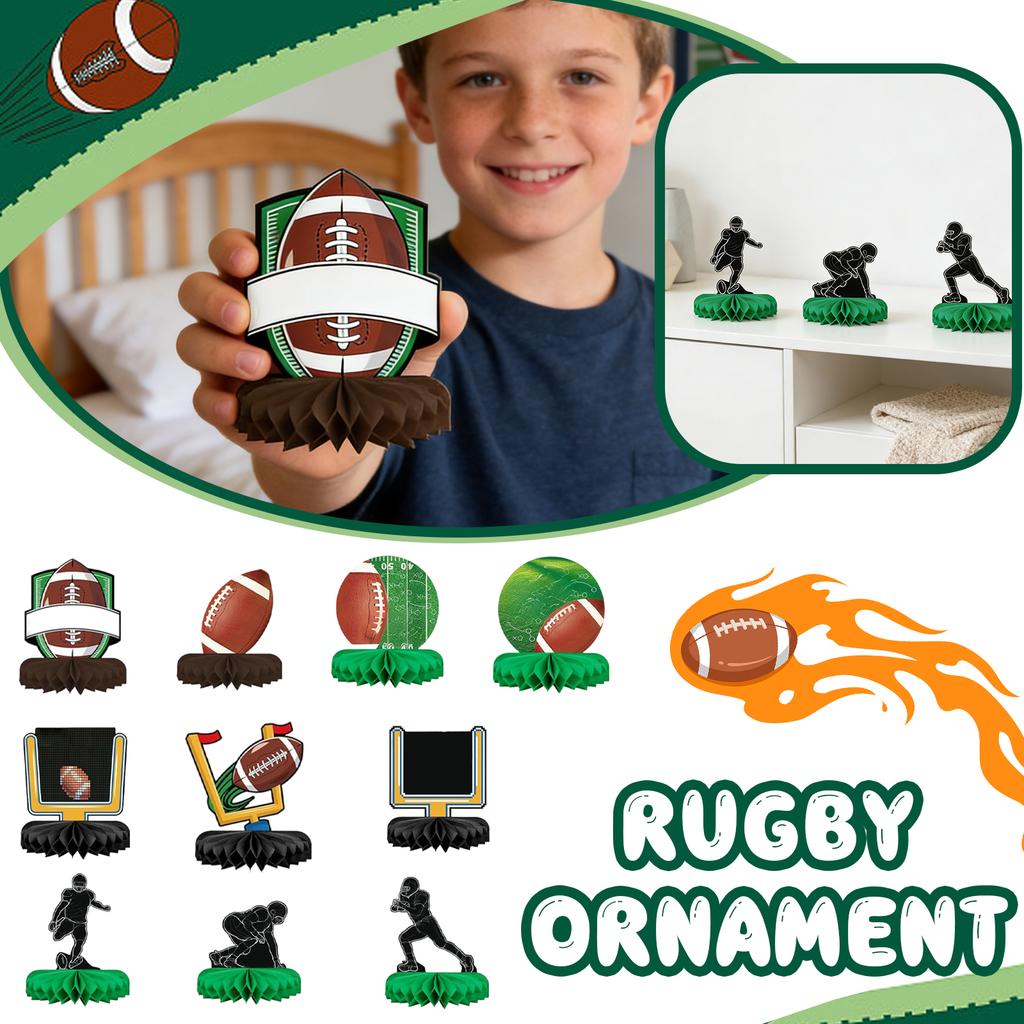 A 10-piece Football Party Decoration Set, Including Rugby-themed Table Decorations, Suitable For Rugby-themed Birthday Parties And Rugby Matches.