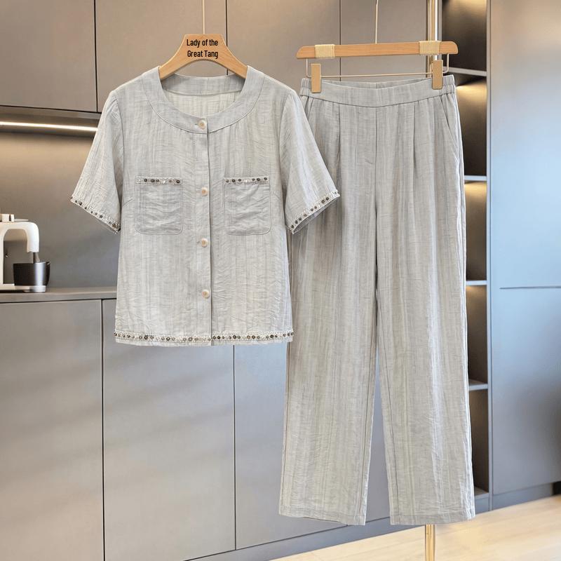 Datang Furen Women s Summer Embroidered Short-Sleeve Loose Outfit XL