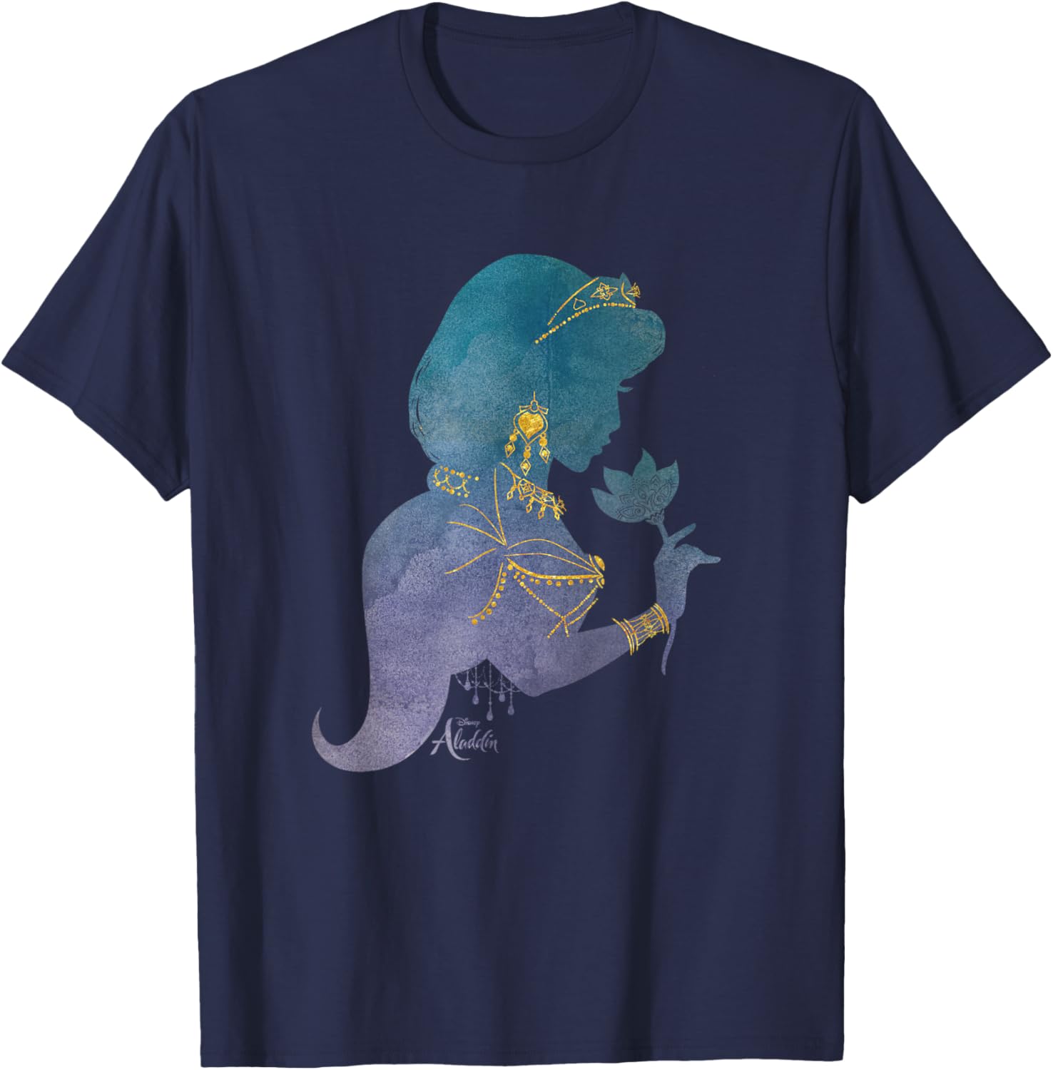 Hot Fashion Casual Disney Aladdin Live Action Princess Jasmine Jewelry T-Shirt T-Shirt S-4XL Four Seasons XXXXL темно-синий