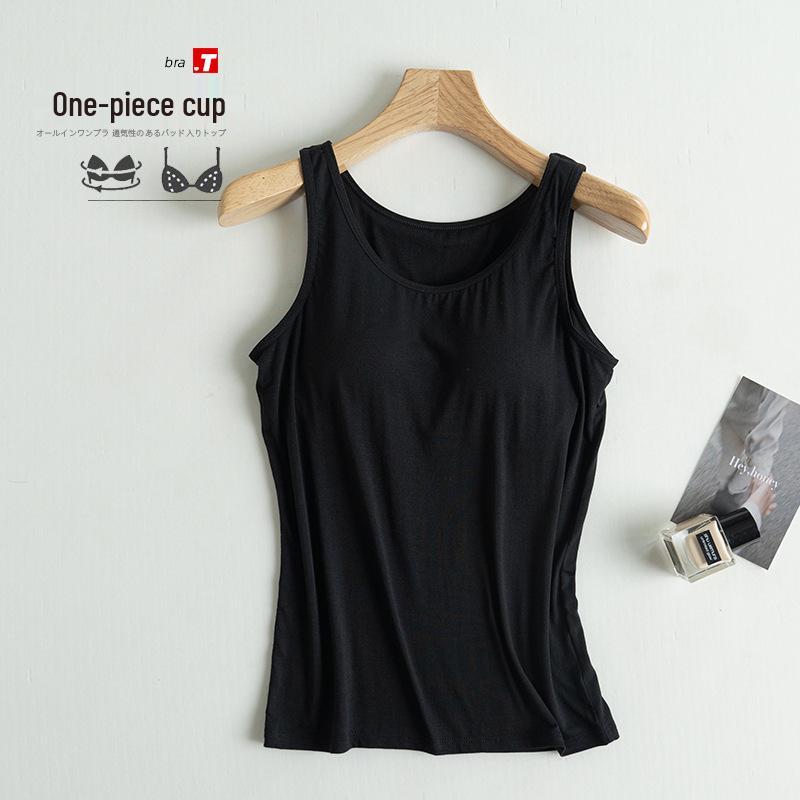 Kubek na pięć palców Damski modalny top na ramiączkach: Camisole z wbudowanymi wkładkami na biust