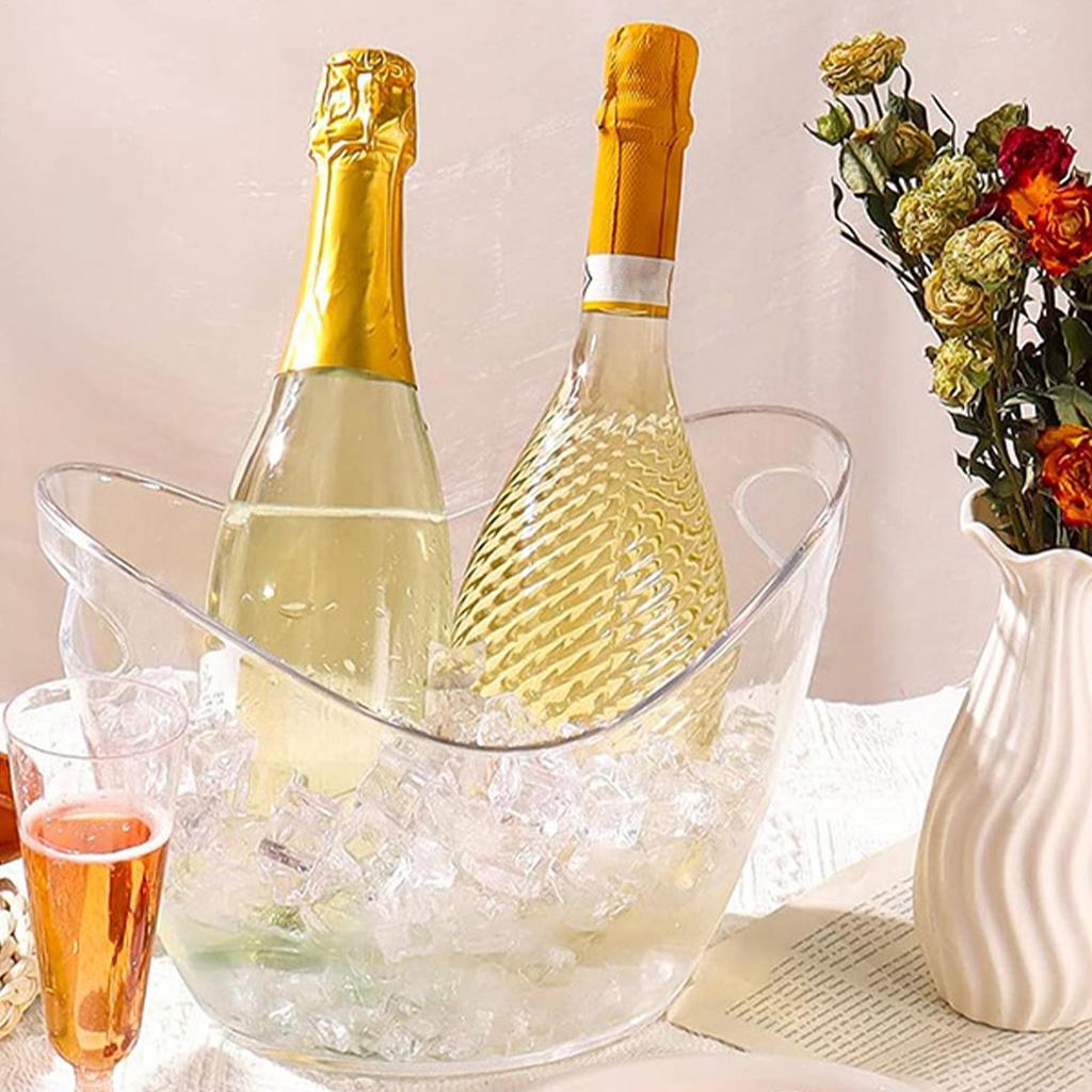 Clear Ice Bucket Multifunctional Drink Tub 2 Scoops Handle Cooling Large Ice Bucket For Wine Champagne Wine Beer Bar Supplies
