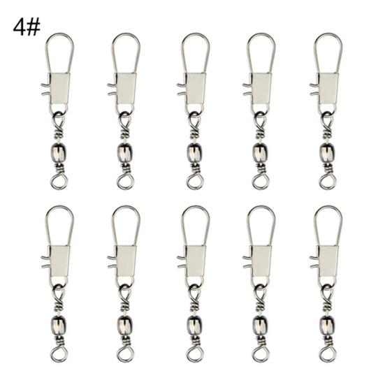 

Спортивные аксессуары MUQZI, 10 шт., шарикоподшипник для рыбалки, вертлюг с фиксатором, разъемы для снастей 4#