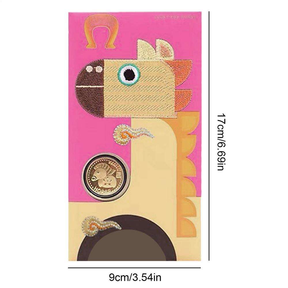Red Chinese Envelopes Embroidery Horse Keepsake Horse Chinese New Year Envelopes For New Year Boys Girls Adults Elderly Family