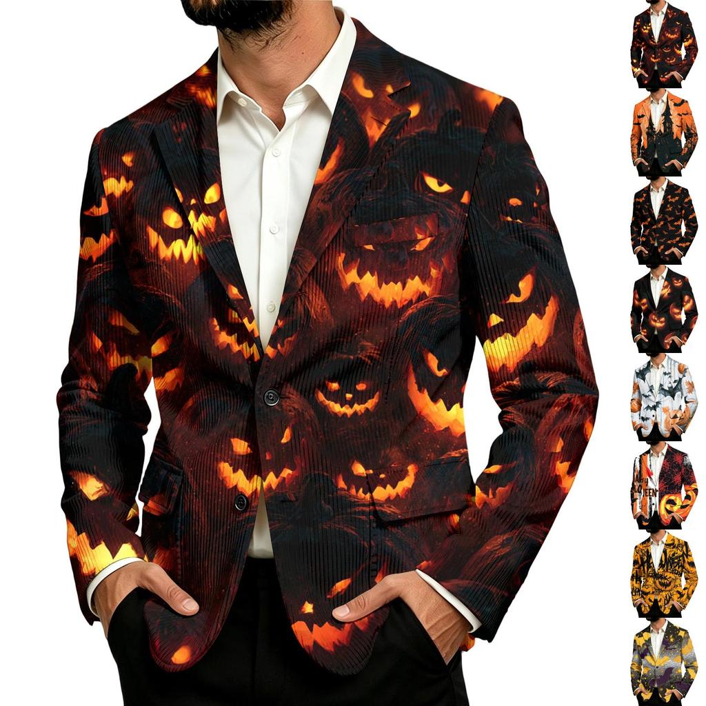 Męski sztruksowy styl biznesowo-casualowy z nadrukiem na Halloween