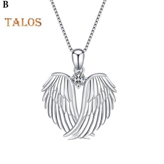 Angel Wings Necklace Rhinestone Hug Guardian Wings Pendant Necklace Zircon Birthstone Jewelry Gift for Her