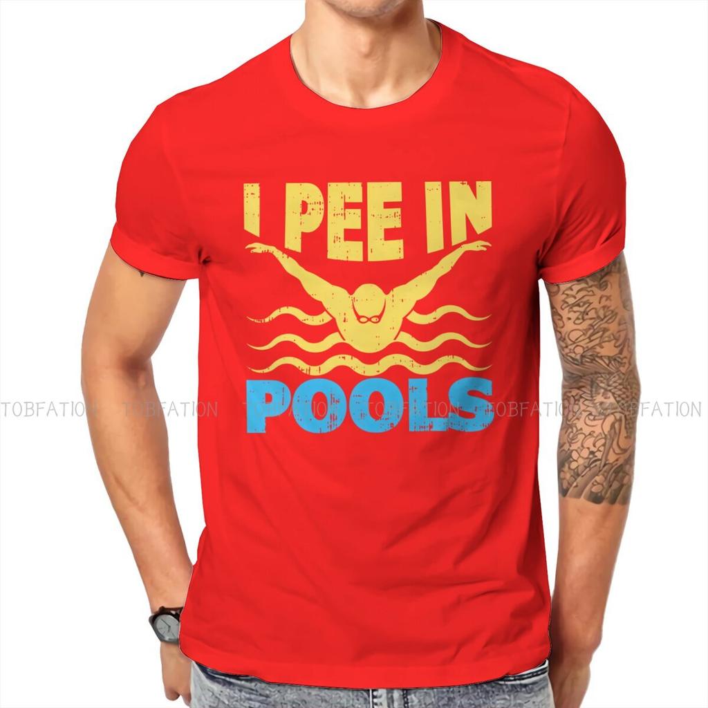 I Pee In The Pool Swimming Lover Swimmer Sarcasm Casual Tshirt Printing Tops Leisure T Shirt Male Short Sleeve Gift Clothes