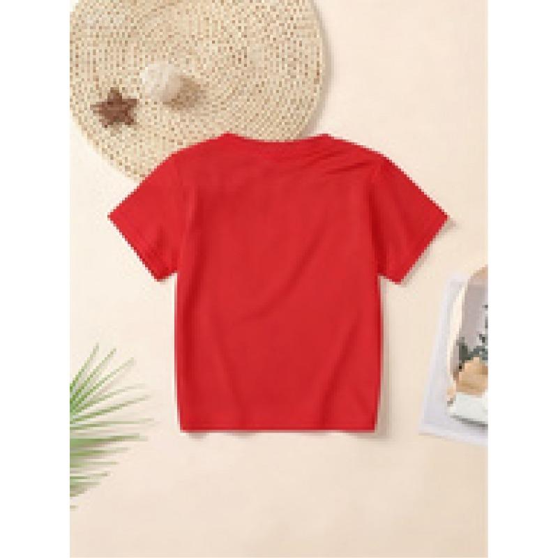 European sizes Girls' Print Short Sleeve T-Shirt, Cartoon Cherry Cake Design | Breathable Summer Outdoor Running Theme Party Campus