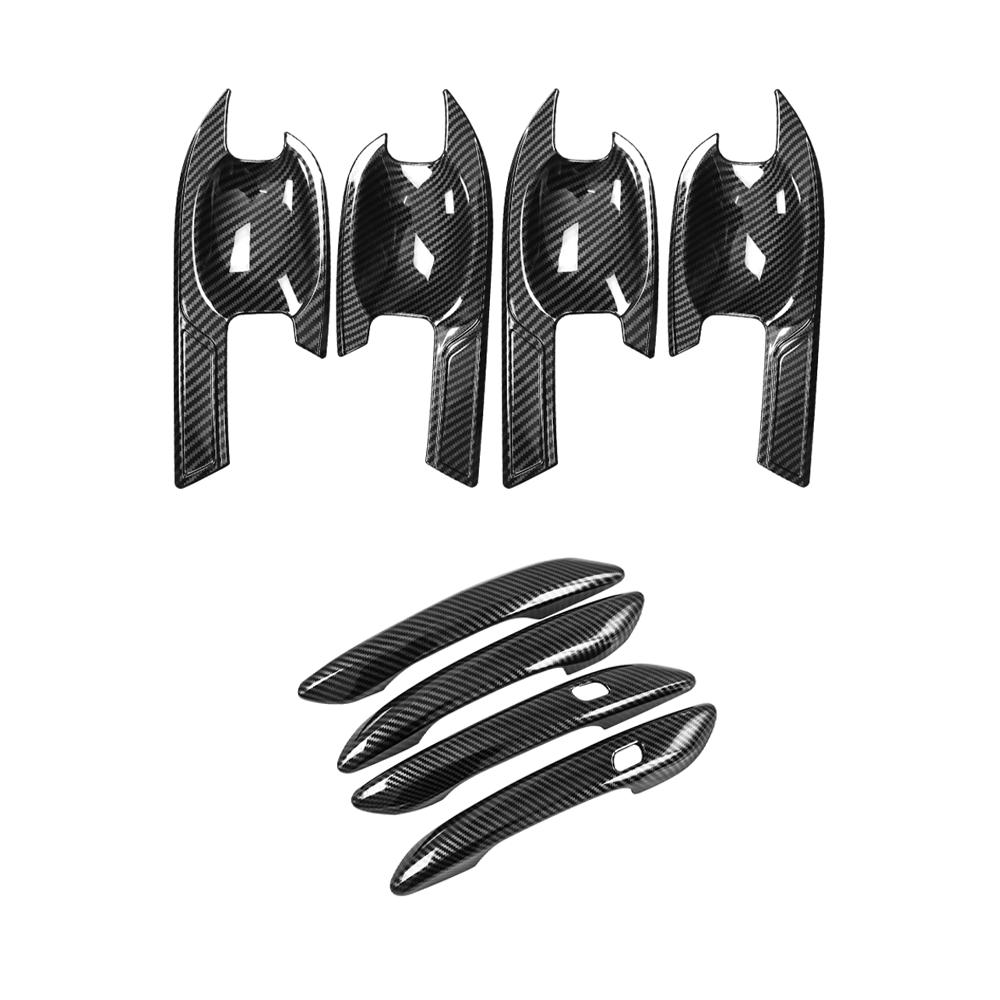 Carbon Fiber Style Door Handle Cover Trim 4Pcs For Hyundai Elantra CN7 / CN7 N 2021-2025 LHD RHD Exterior Decor Car Accessories
