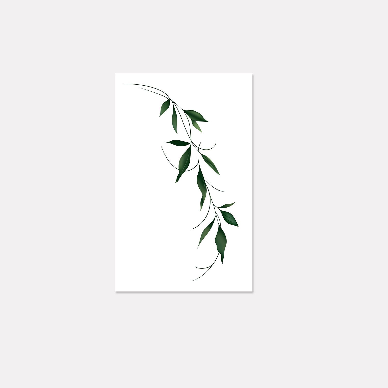 

Gradient Green Willow Branch Tattoo Sticker Waterproof And Long-Lasting Women S Side Waist High-End Simulation Tattoo 12*19
