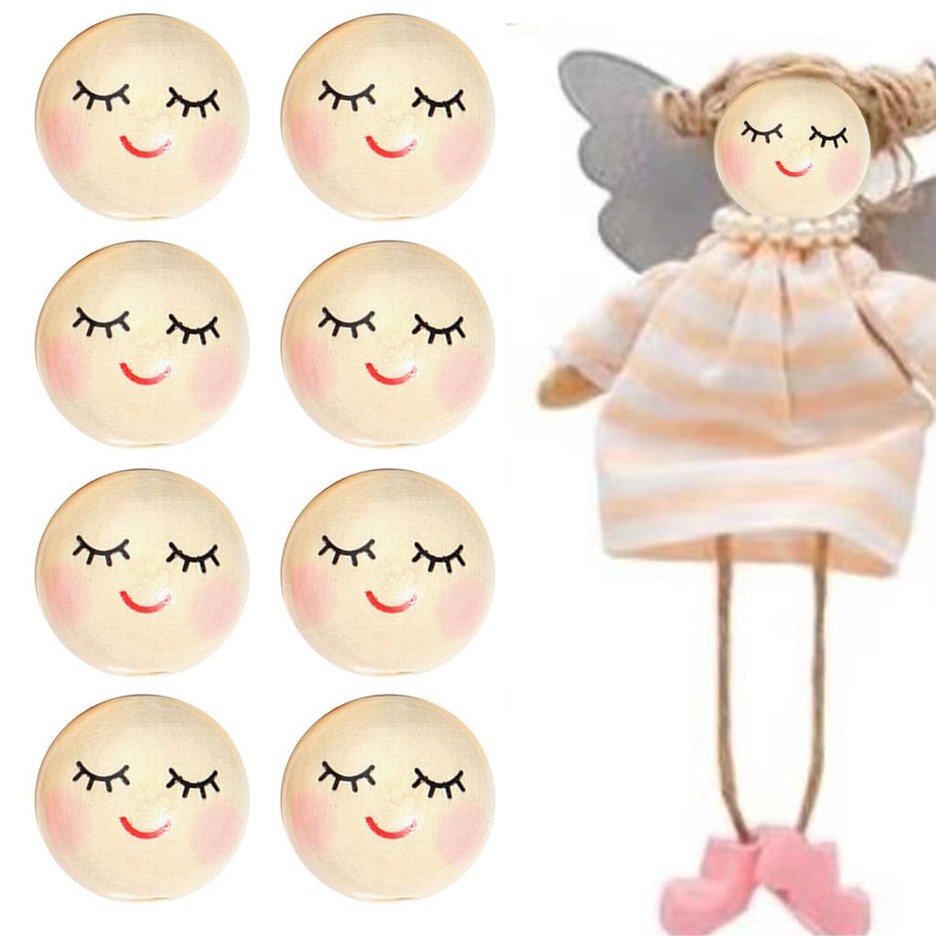 100Pcs Wooden Balls with Hole for DIY Decor Craft Natural Wood Beads for Crafting Wooden Faced Beads Smiles Wooden Beads