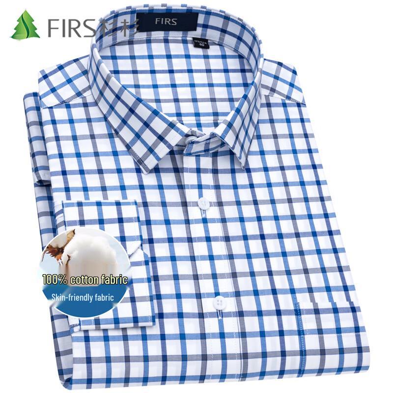 Мужская рубашка FIRS из чистого хлопка, в клетку, с длинным рукавом, в стиле business casual 43